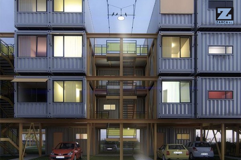 edificio con contenedores marítimos
